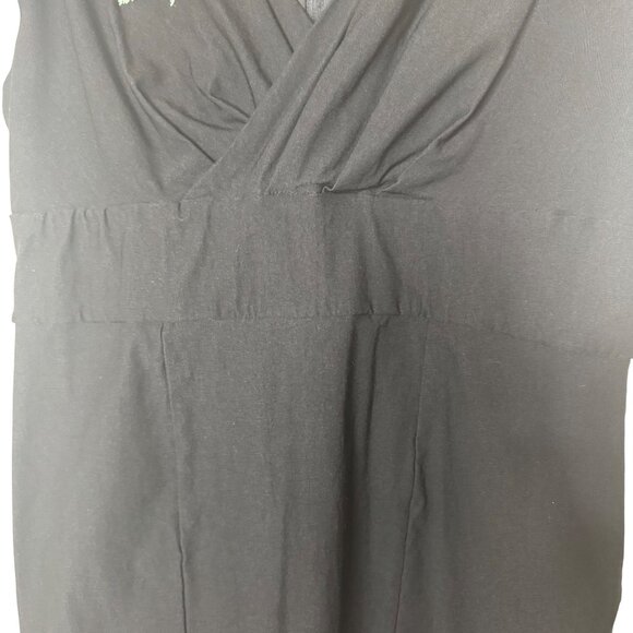 Retro Chic by Torrid Black Dress Red Rose Embroidered Cap Sleeve Sheath 16 - Picture 5 of 9